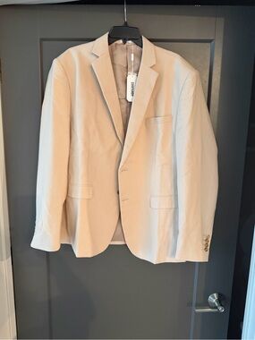 NWT Coofandy Men's Beige Blazer - Classic Tailored Suit Jacket size XXL